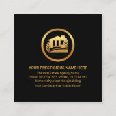 Fancy Eenvoudige Gold Rooftop Overzicht Vierkante Visitekaartje (Achterkant)