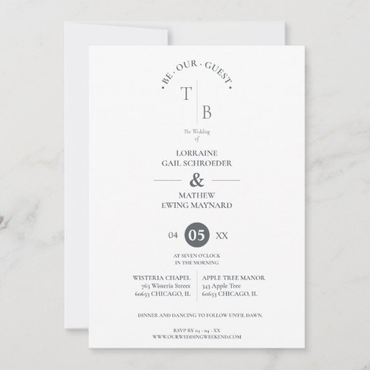 Fancy eenvoudige grafische Initialen Moderne foto- Kaart (Voorkant)