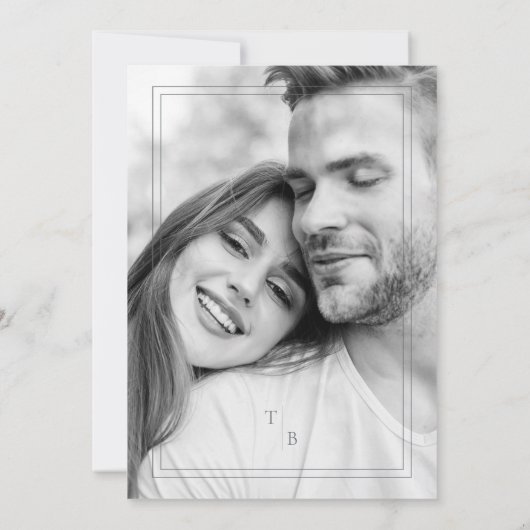 Fancy eenvoudige grafische Initialen Moderne foto- Kaart (Achterkant)