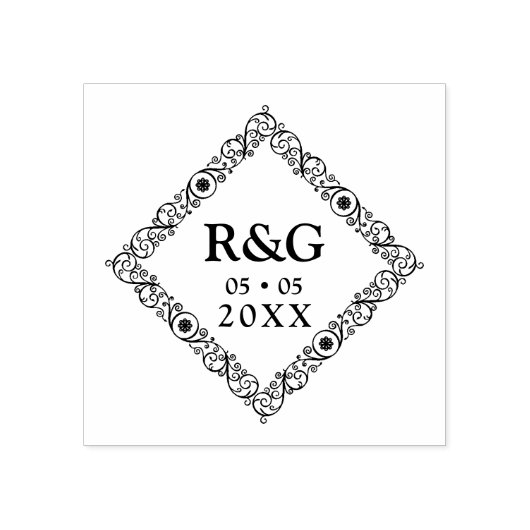 Fancy Eenvoudige Initialen Weddenschap Filigree Or Rubberstempel (Afrduk)