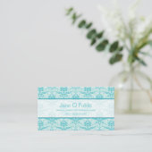 Fancy Eggshell Blue Damask Visitekaartje (Staand voorkant)