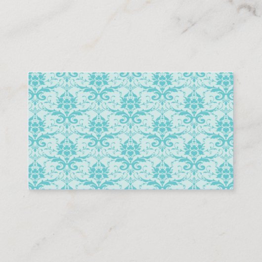 Fancy Eggshell Blue Damask Visitekaartje (Achterkant)