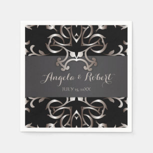 Fancy Elegant Bronze Black Baroque Wedding Servet