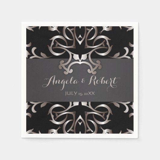  Fancy Elegant Bronze Black Baroque Wedding Servet (Voorkant)
