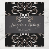 Fancy Elegant Bronze Black Baroque Wedding Wijn Etiket (Enkel label)