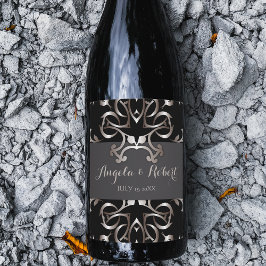  Fancy Elegant Bronze Black Baroque Wedding Wijn Etiket