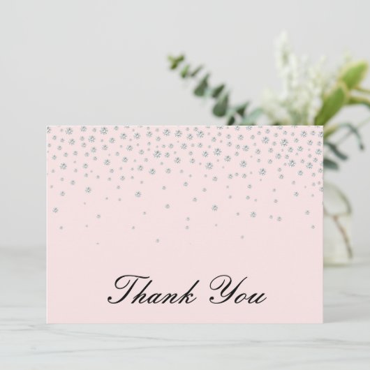 Fancy Elegant Diamond Calligraphy Script Bedankkaart (Staand voorkant)