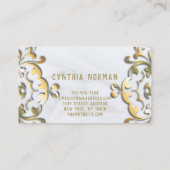 Fancy Elegant Faux Gold Baroque Border op White Visitekaartje (Achterkant)