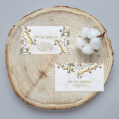 Fancy Elegant Faux Gold Baroque Border op White Visitekaartje