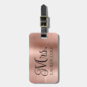 Fancy Elegant Faux Roos Gold Borhed Metal Mrs. Bagagelabel (Voorkant verticaal)