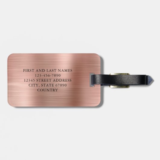 Fancy Elegant Faux Roos Gold Borhed Metal Mrs. Bagagelabel (Achterkant horizontaal)