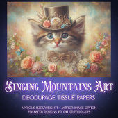 Fancy Elegant Feline Floral Decoupage Tissuepapier