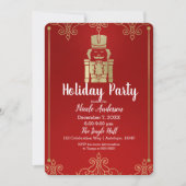 Fancy Elegant Gold & Red Nutkraker Holiday Party Kaart (Voorkant)