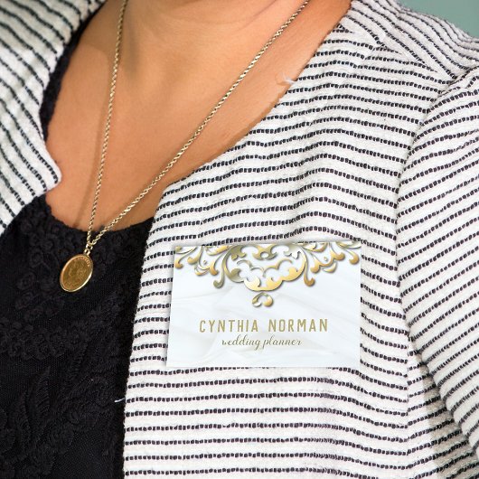 Fancy Elegant Gold & White Baroque Wedding Planner Naamplaatje