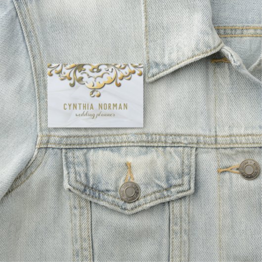 Fancy Elegant Gold & White Baroque Wedding Planner Naamplaatje (In situ)