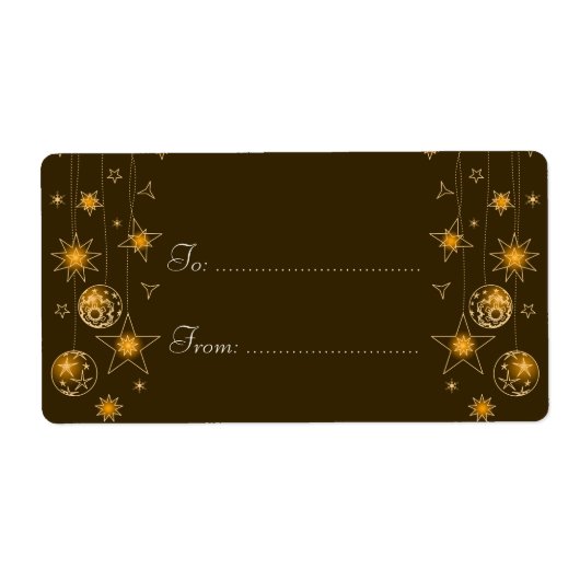 Fancy Elegant Goud Geel Kerst Decoratie Label (Voorkant)