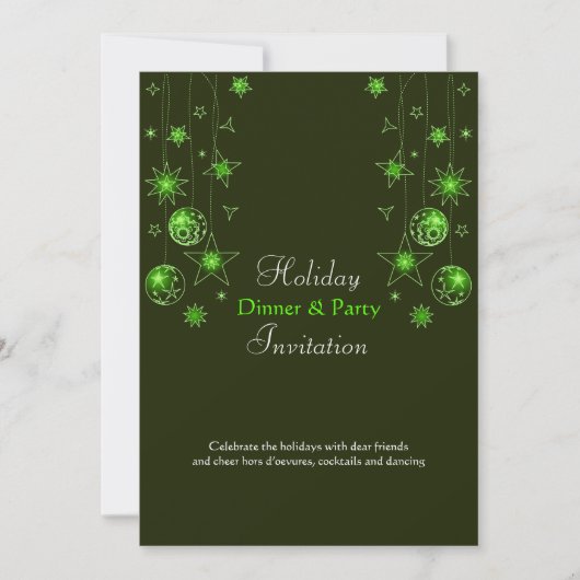 Fancy Elegant Green Kerstdecoratie Kaart (Voorkant)