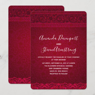 Fancy Elegant Red Abstract Wedding Kaart