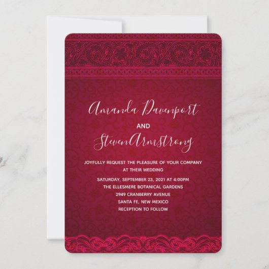 Fancy Elegant Red Abstract Wedding Kaart (Voorkant)