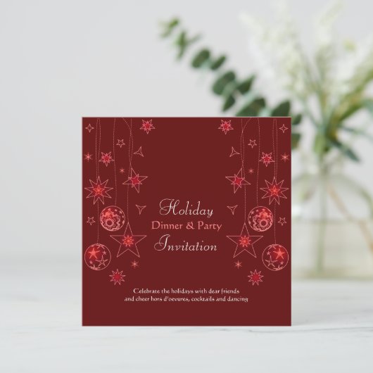 Fancy Elegant Red Kerstdecoratie Kaart (Staand voorkant)