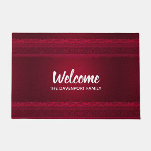 Fancy & Elegant Rode Achtergrond Stijlvol Welkom Deurmat