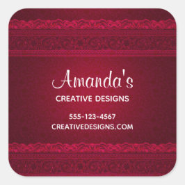 Fancy & elegant rood achtergrond Stijlvol bedrijf Vierkante Sticker