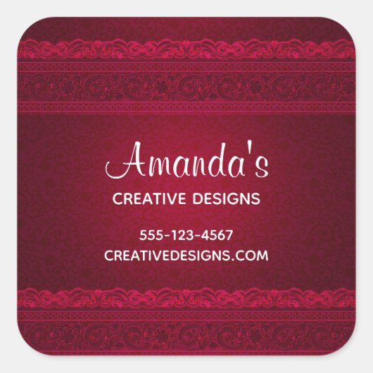 Fancy & elegant rood achtergrond Stijlvol bedrijf Vierkante Sticker (Voorkant)