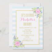 Fancy Elegant Rozen Blueberry Birthday Invitation Kaart (Voorkant)
