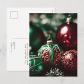 Fancy Elegant Victoriaans Rood Groen Kerstballen Feestdagenkaart (Voorkant / Achterkant)