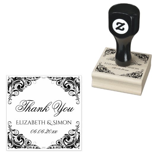 Fancy elegante  bruiloft bedankt rubberstempel (Gestempeld)
