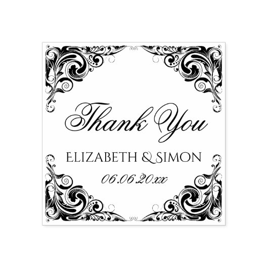 Fancy elegante  bruiloft bedankt rubberstempel (Afrduk)