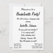 Fancy Elegante Champagne Bachelorette Party Kaart (Achterkant)