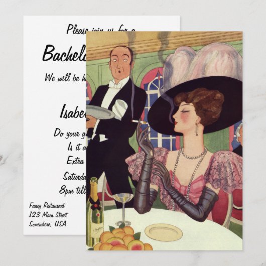 Fancy Elegante Champagne Bachelorette Party Kaart (Voorkant / Achterkant)