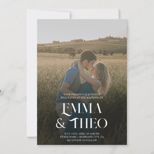 Fancy Elegante Fotobruiloft Kaart (Voorkant)