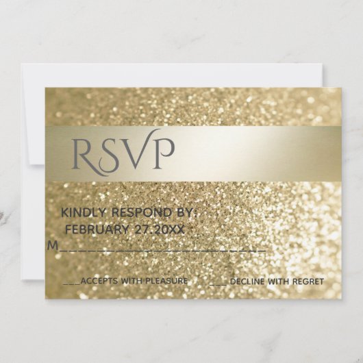 Fancy elegante moderne gouden streep RSVP Kaart (Voorkant)