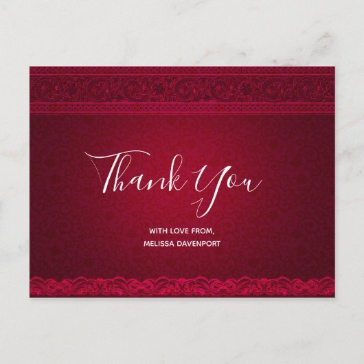 Fancy & elegante rode achtergrond Stijlvol Dank u Briefkaart (Voorkant)