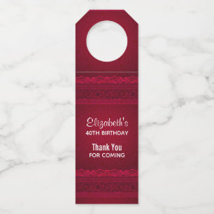 Fancy & elegante rode achtergrond Stijlvol Dank u Flessenhanger