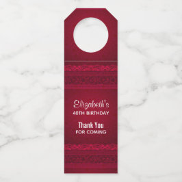 Fancy & elegante rode achtergrond Stijlvol Dank u Flessenhanger