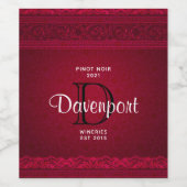 Fancy & Elegante rode achtergrond Stijlvolle wijnm Wijn Etiket (Enkel label)