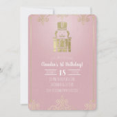 Fancy Elegante Roze & Gouden Notenkraker 1e Verjaa Kaart (Voorkant)