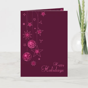 Fancy elegante roze kerstversieringen feestdagen kaart