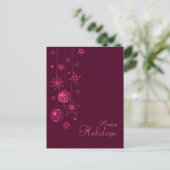 Fancy elegante roze kerstversieringen feestdagenkaart (Staand voorkant)