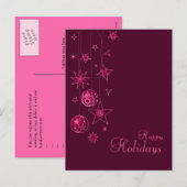 Fancy elegante roze kerstversieringen feestdagenkaart (Voorkant / Achterkant)