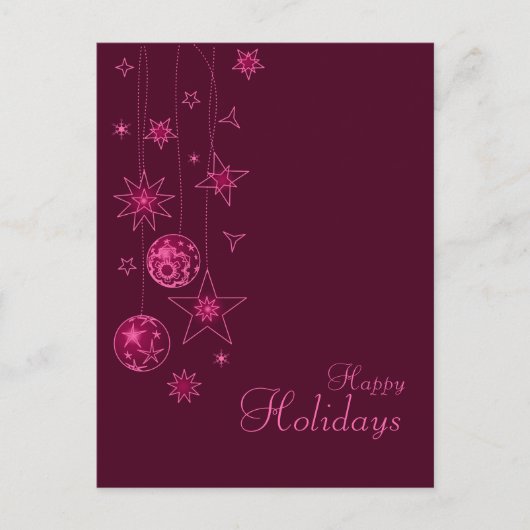 Fancy elegante roze kerstversieringen feestdagenkaart (Voorkant)