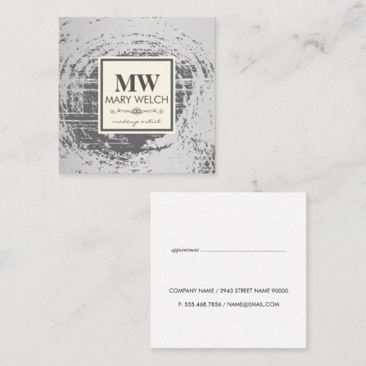 Fancy element monogram bijtende textuur afsprakenkaartje (Voorkant / Achterkant)