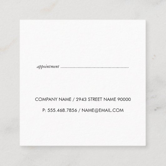 Fancy element monogram bijtende textuur afsprakenkaartje (Achterkant)