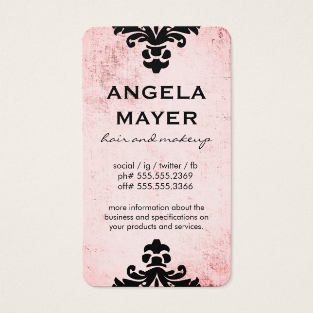 Fancy element/roze textuur visitekaartjes (Voorkant)