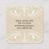 Fancy elementen beige vierkante visitekaartje (Achterkant)