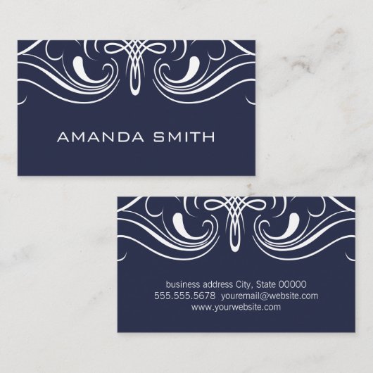 Fancy Elementen Eenvoudig Blauw Visitekaartje (Voorkant / Achterkant)