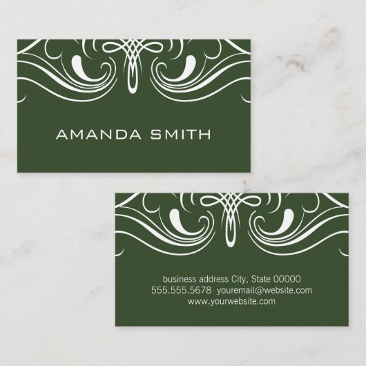 Fancy elementen Eenvoudig donkergroen Visitekaartje (Voorkant / Achterkant)